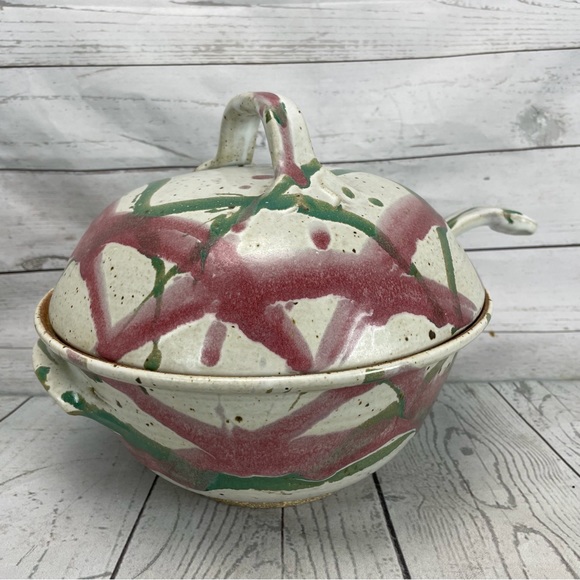 Whitefish Pottery Soup Tureen & Ladle Casserole Dish Bowl signed Gilfillan 1998 - Picture 7 of 16